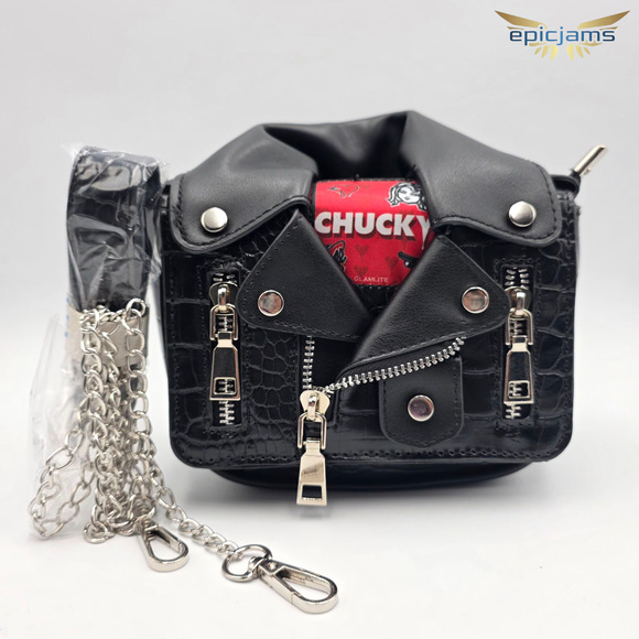 Glamlite Limited Edition Halloween Chucky Tiff Makeup Crossbody Black Bag New - Picture 4 of 5
